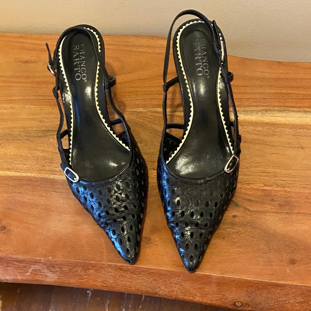 Franco Sarto Black Cutout Slingback Heels